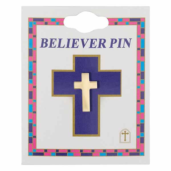 Cross Pin Gold-Plated Lapel Cross Believer Pin #SJ1352