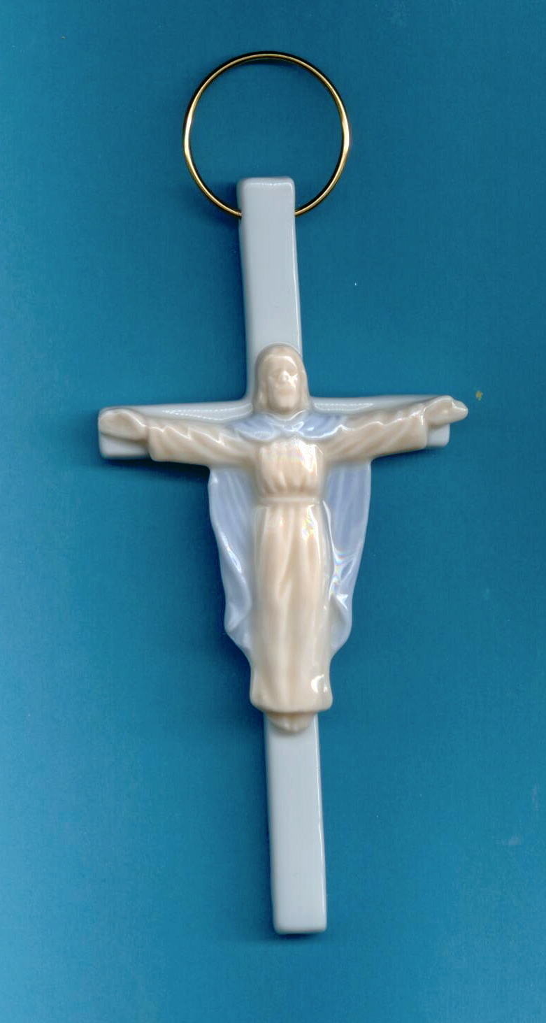 5-3/4 inch Porcelain Risen Christ Cross 2155-60