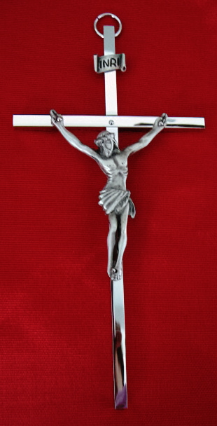 6" Silver wall Crucifix