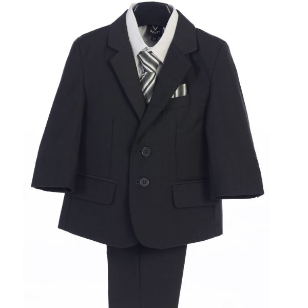 Boys 5 piece Dark Gray suit with garment bag 