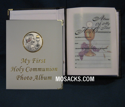 First Communion Girl White Leatherette Photo Album #1408