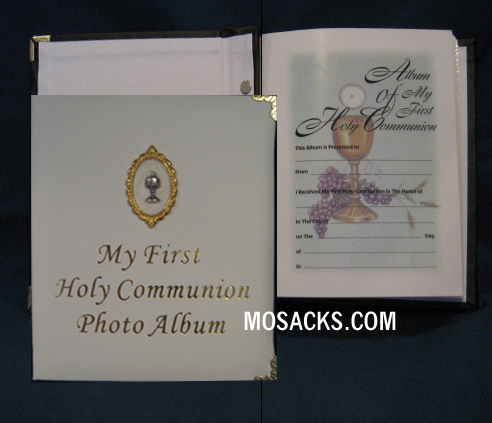 First Communion White Leatherette Photo Album #1422