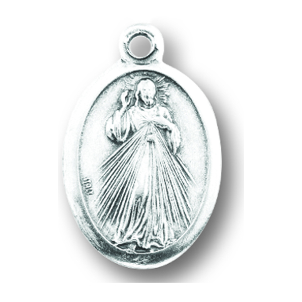 Divine Mercy Oxidized Oval Medal with  QUANTITY PRICES as low as .50