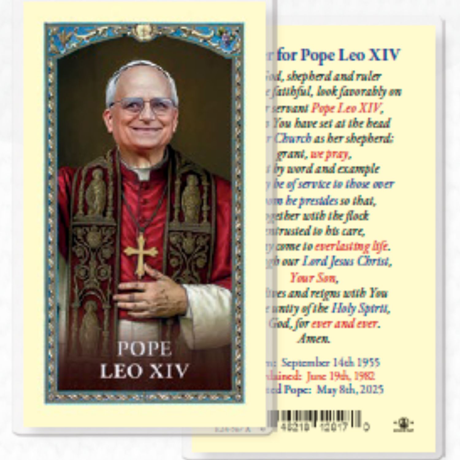 Prayer for Pope Leo XIV Laminated Holy Card