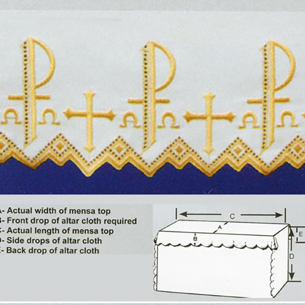 Embroidered Polyester Gold Silk Embroidery Alpha Omega Altar Cloth-1808