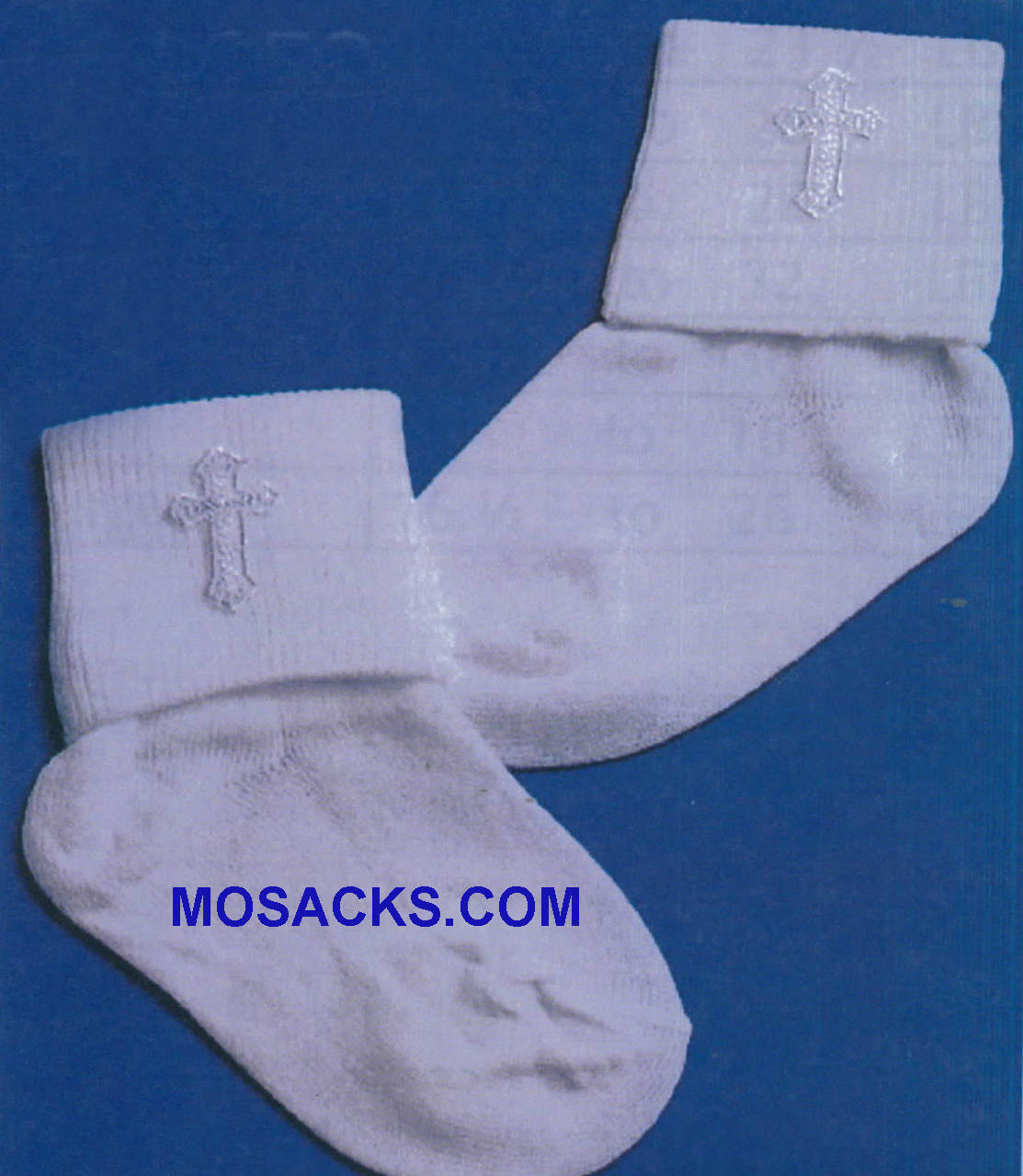 Embroidered Cross Boy's Christening Socks-1652