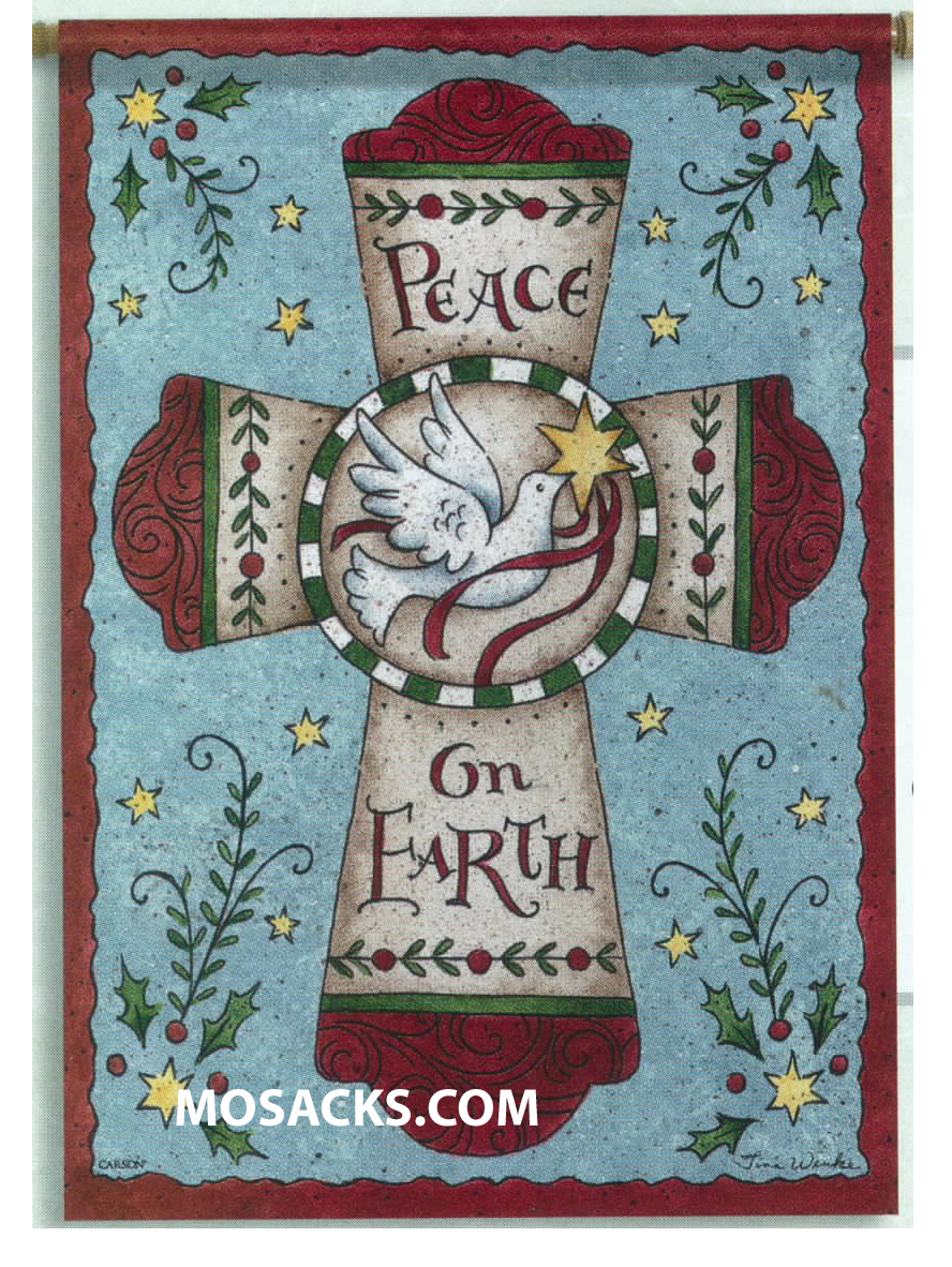 Flagtrends by Carson Peace On Earth Flag 13" x 18" Double Sided Christmas Garden Flag 480-46018