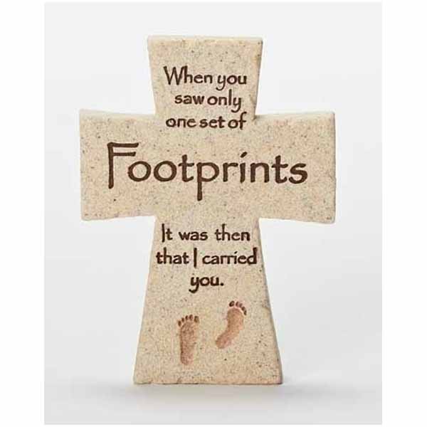  Footprints Cross w/ Faithstone  Displayer-41481
