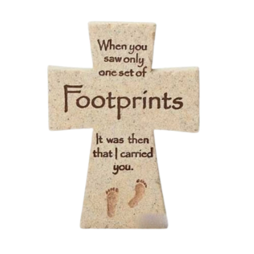 FaithStones Footprints: Table Top Cross, 4"