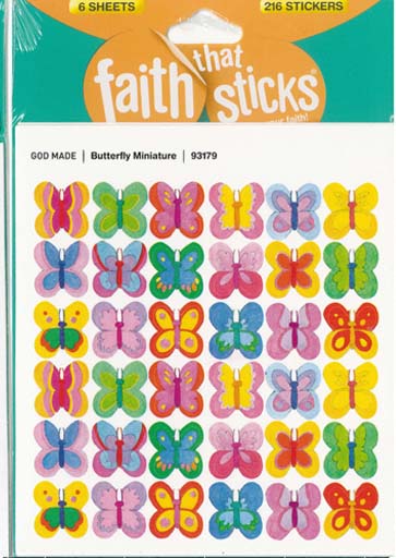 Faith That Sticks Butterfly Miniatures-93179 includes 6 Jesus sticker sheets