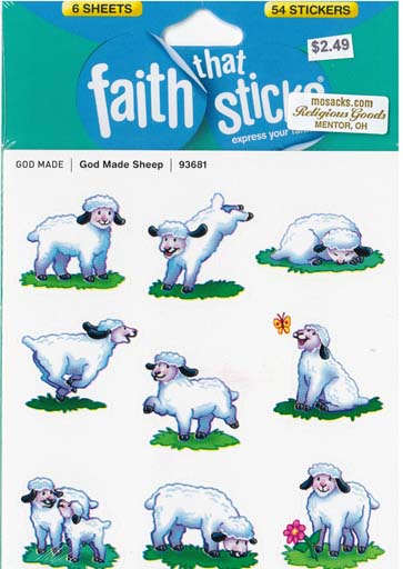 Faith That Sticks God Made Sheep-93681 includes 6 sticker sheets