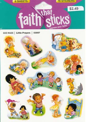 Faith That Sticks Little Prayers-03087 includes 6 Jesus sticker sheets