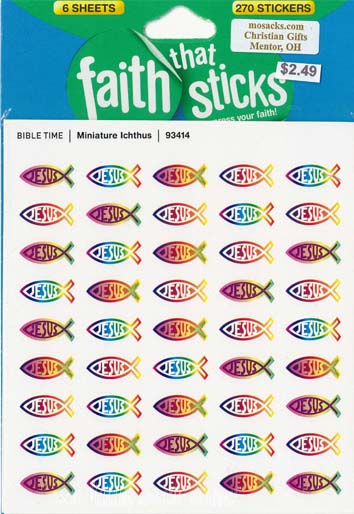 Faith That Sticks Miniature Ichthus-93414 includes 6 sticker sheets