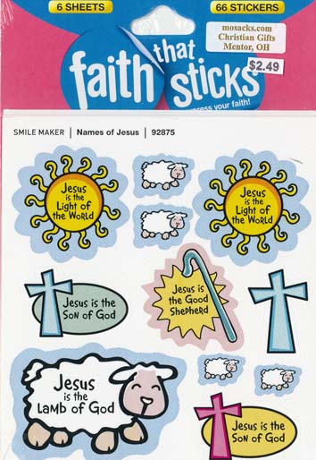 Faith That Sticks names of Jesus-92875 includes 6 sticker sheets