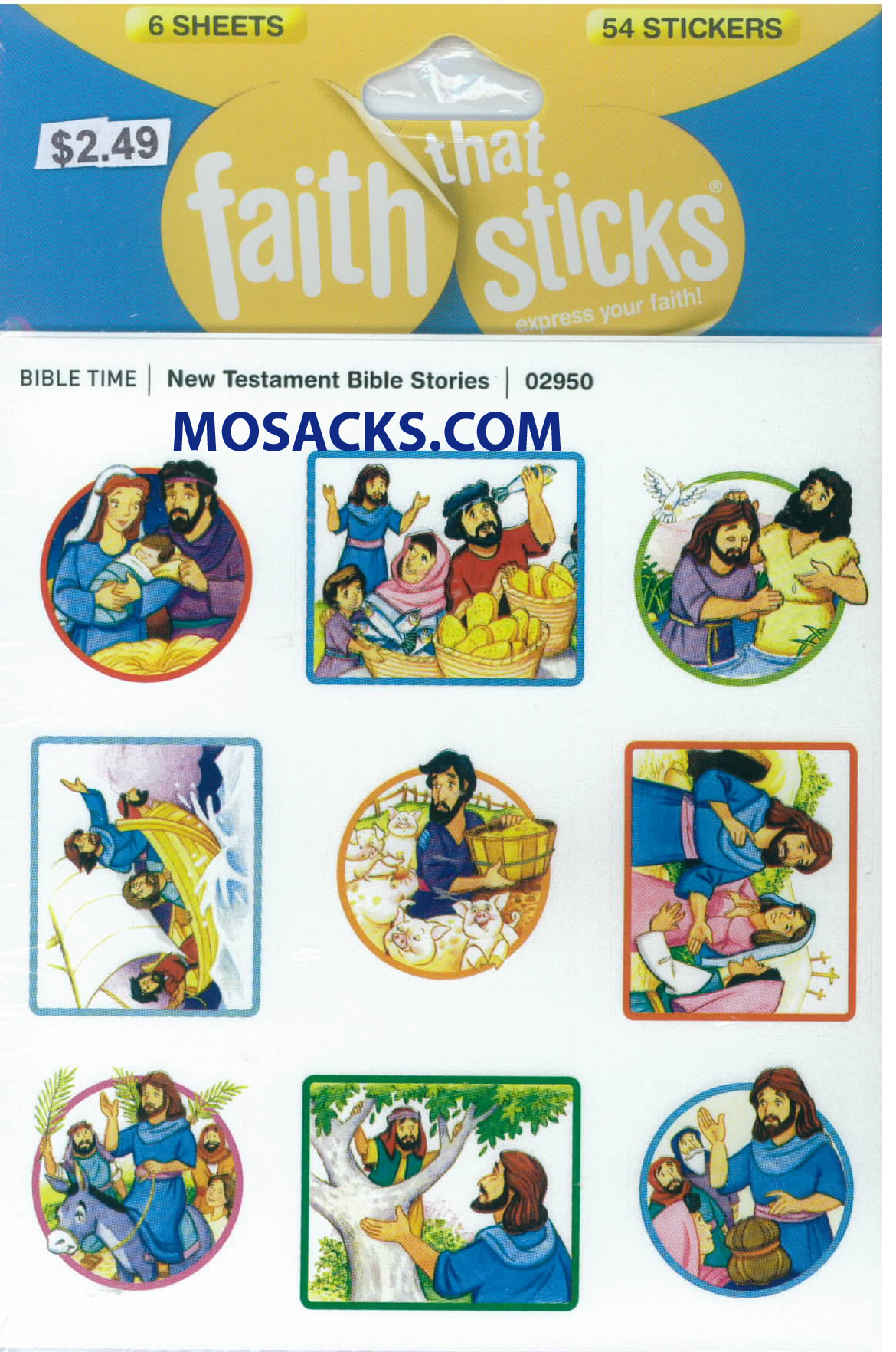 Christian Stickers & Catholic Stickers Faith That Sticks New Testament Bible Stories 87-02950 includes 6 New Testament sticker sheets