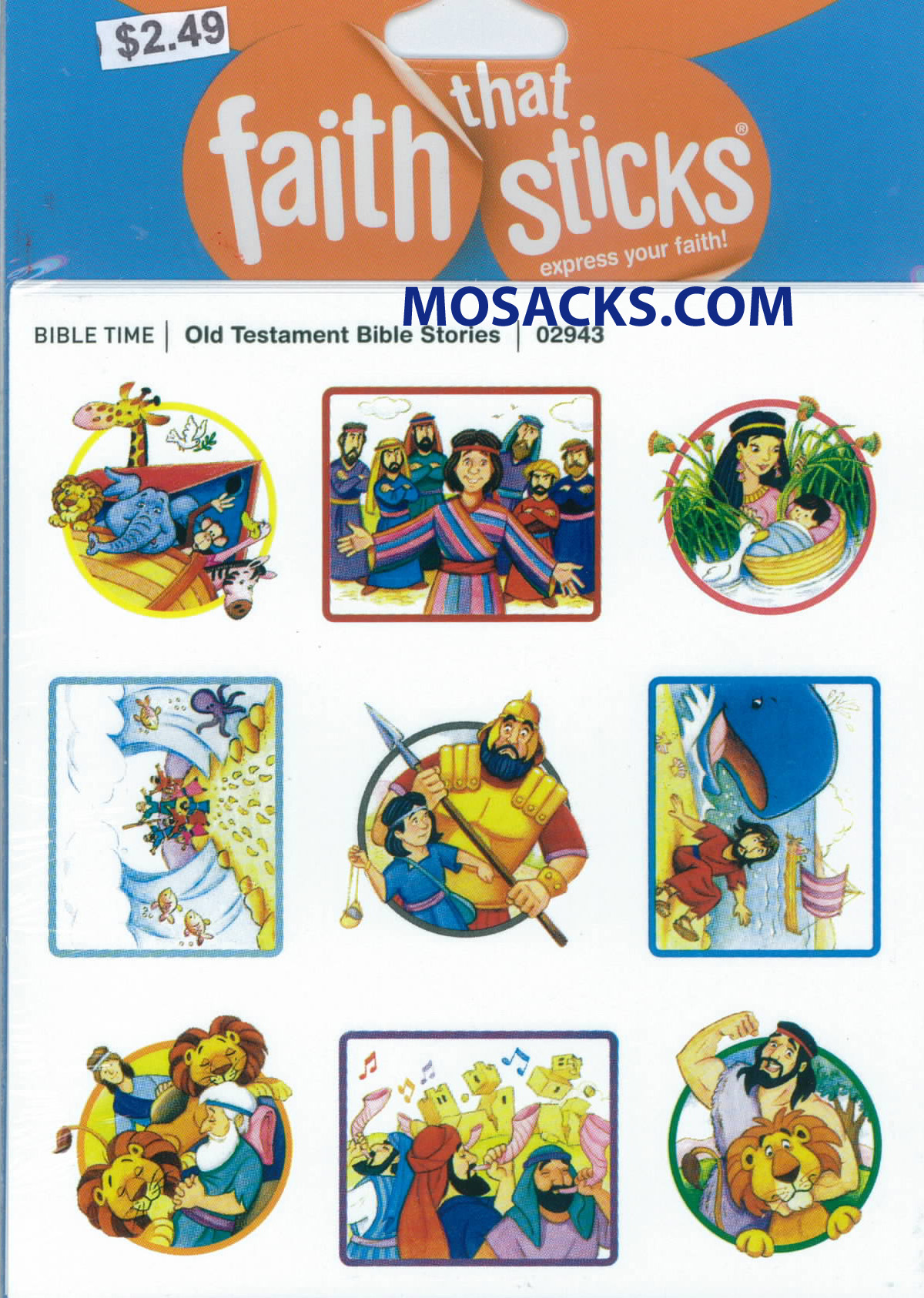 Christian Sticker  Faith That Sticks Old Testament Bible Stories 87-02943 includes 6 Old Testament sticker sheets