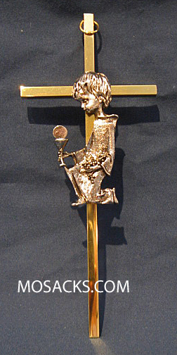 First Holy Communion Boy Brass/Pewter Cross X510BS