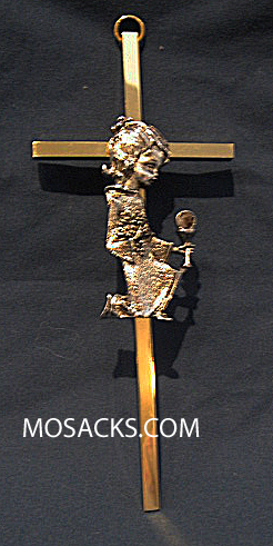 First Holy Communion Girl Brass/Pewter Cross X511GS