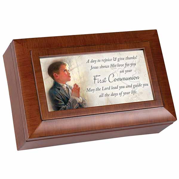 First Communion Amazing Grace Wooden Music Box-PM5718S