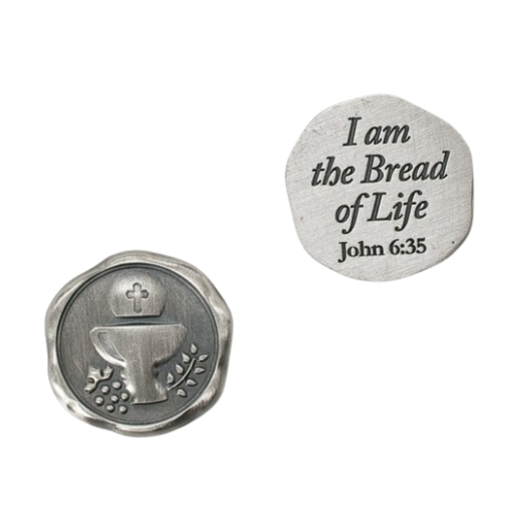 First Communion Bread of Life Pocket Stone-40084
