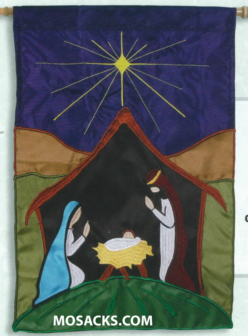 Flagtrends by Carson Peaceful Nativity Flag 13" x 18" Applique Christmas Flag 480-55231