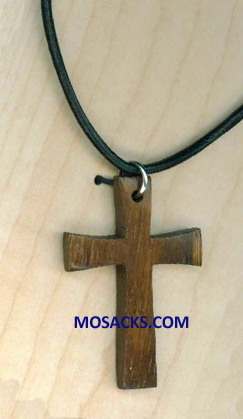1-3/8" Flared Ends Tall Wood Cross Necklace353-5103285460