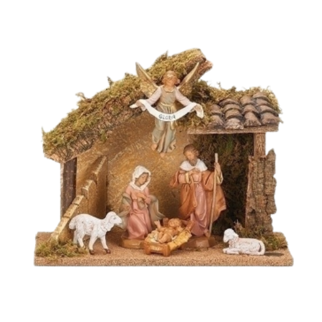 Fontanini 5" 6-Piece Nativity Set with Italian Stable