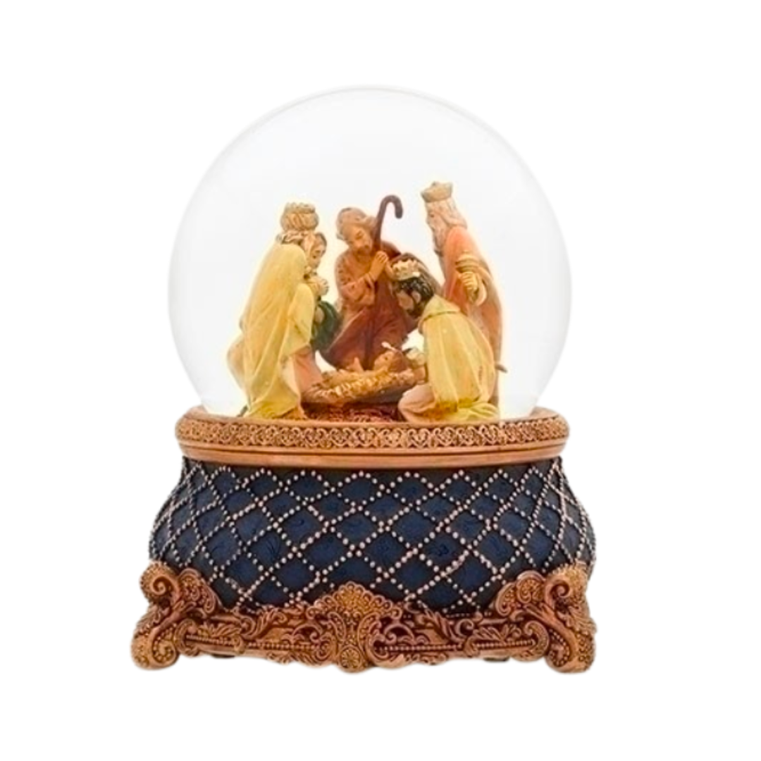Fontanini Holy Family with Three Kings Glitterdome