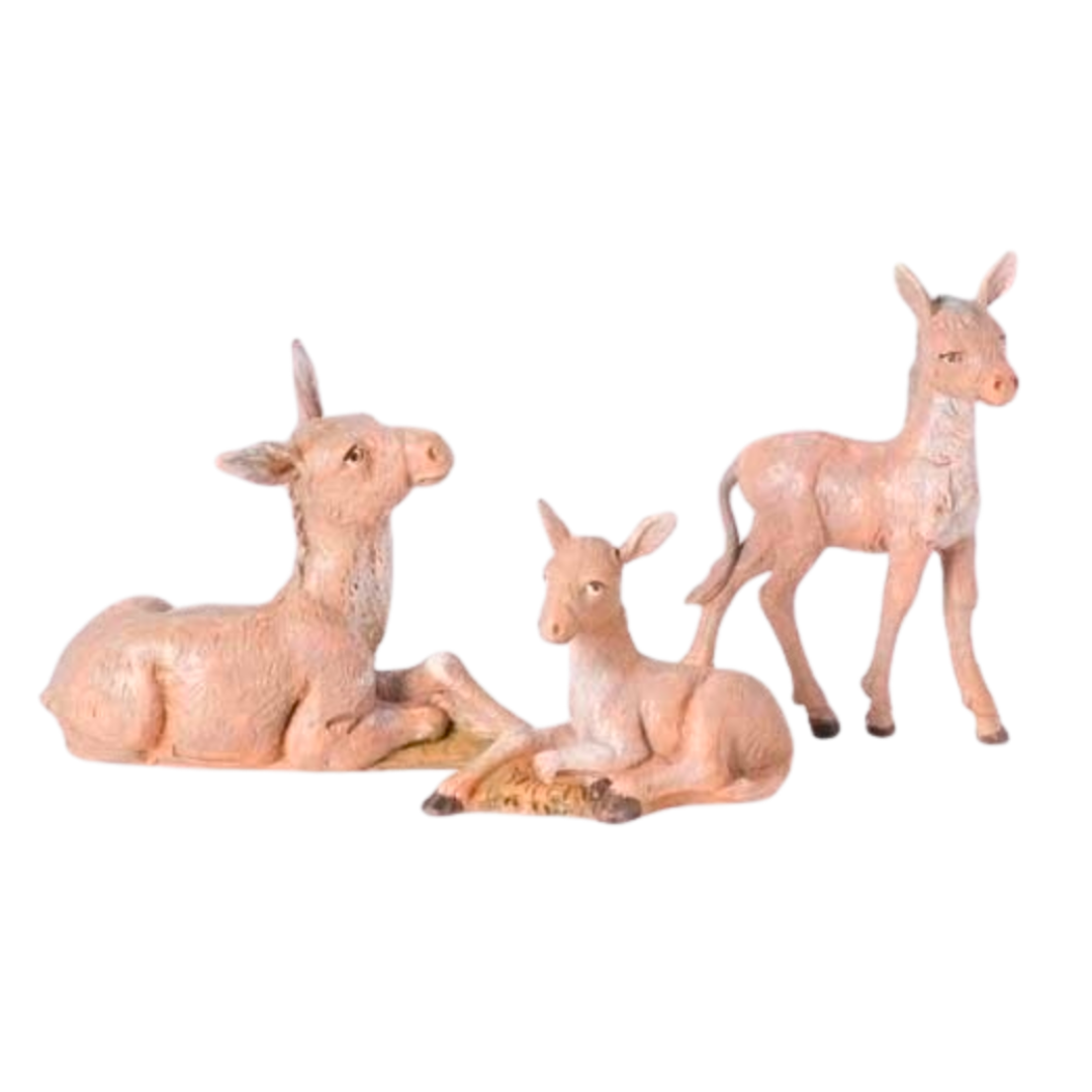 Fontanini 5" Heirloom Nativity Donkey Family 3-Pc. Set #51533