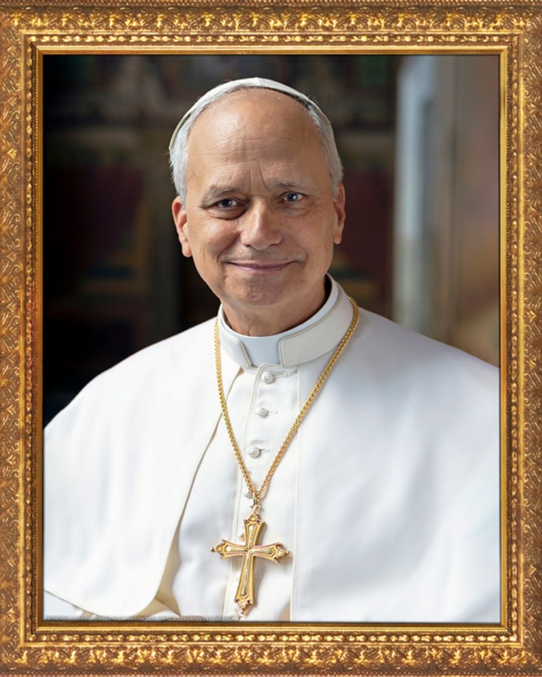 Gold Framed Pope Leo XIV Formal Portait