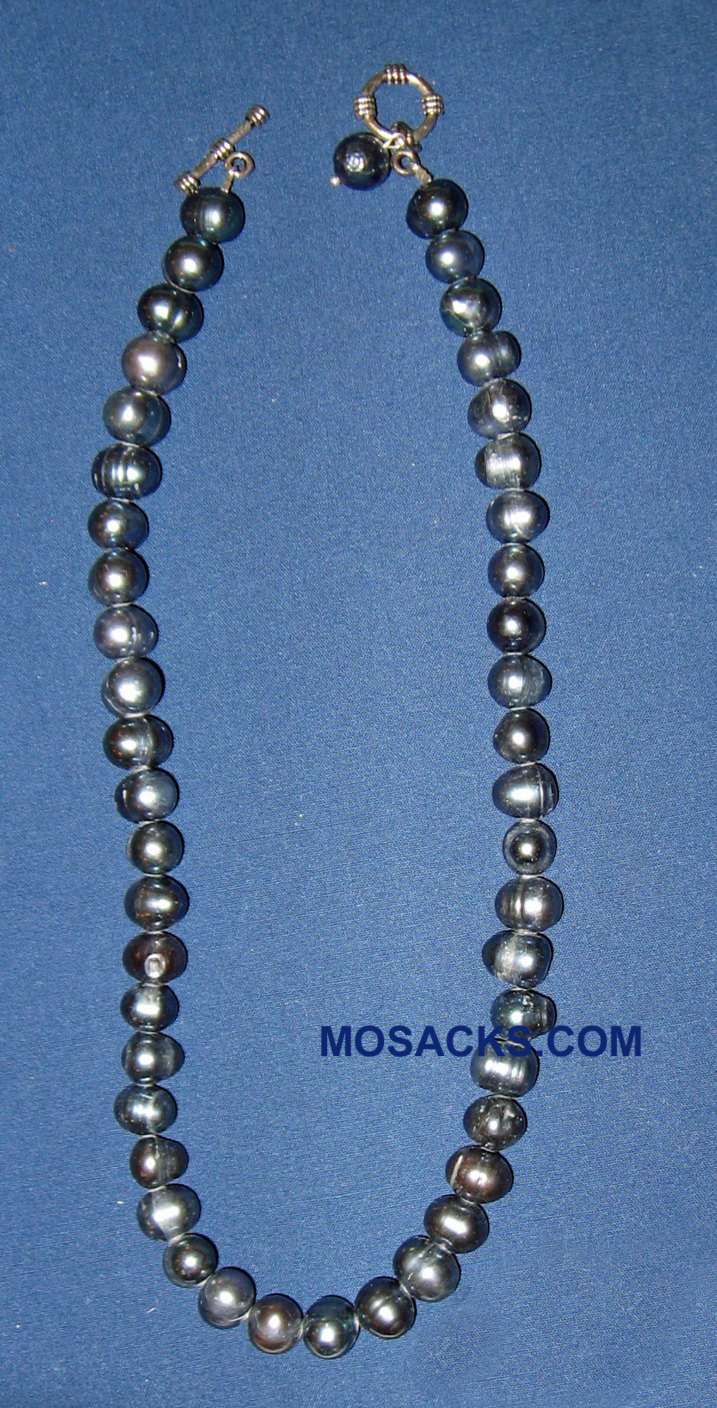 Fresh Water Pearl 16 Inch Black Oblong Necklace 418-16-FWPBLK