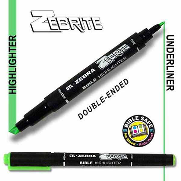 Zebrite Green Double-Ended Bible Highlighter 72041