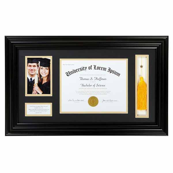 Frame-Wall-Graduation Keepsake For Photo/Tassel & Diploma (Jer 29:11)-Black (25 x 14.75)-886083346408