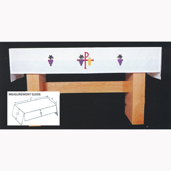 Washable Fitted Altar Cloth with Grapes, Wheat and Chi Rho design -SL9403