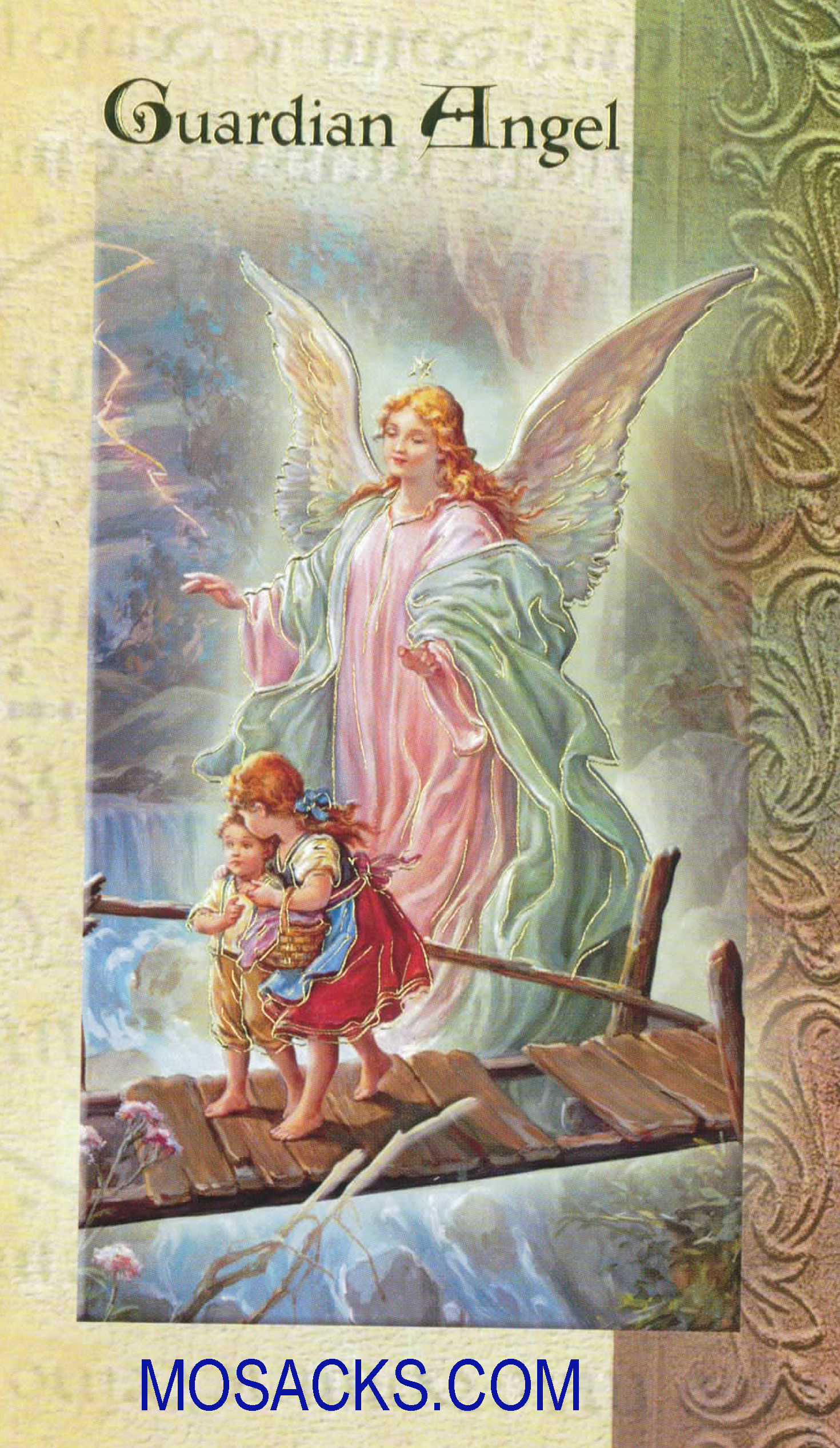 Guardian Angel laminated Bi-fold Holy Card F5-350