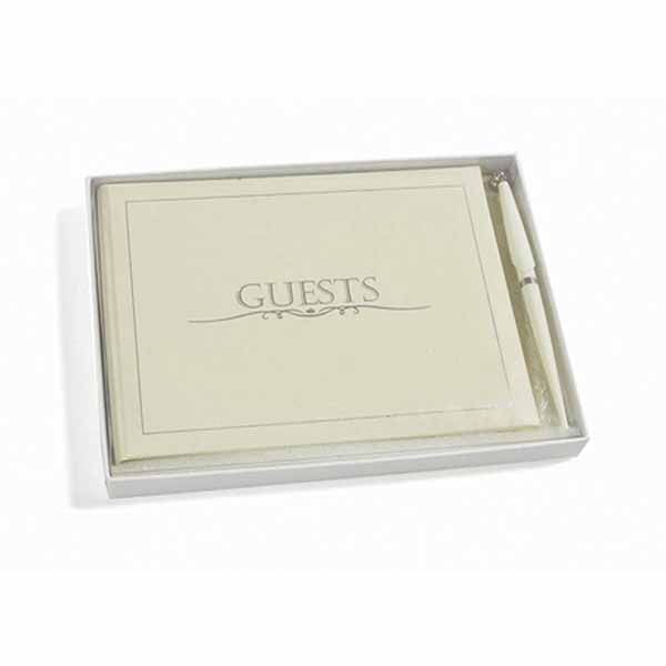 Guest Book With Pen Cream-GUEST-C