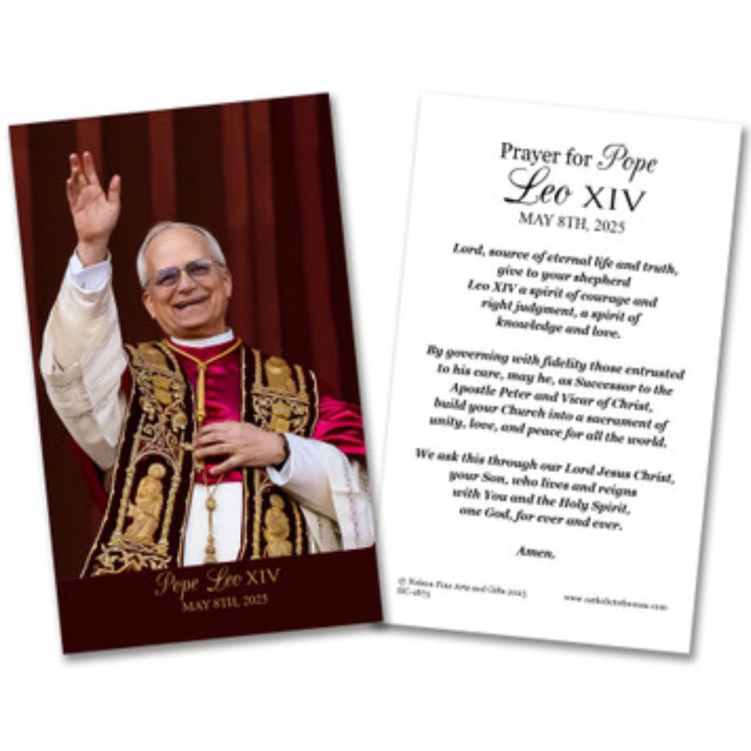 Pope Leo XIV Waving in Celebration Holy Card, Laminated