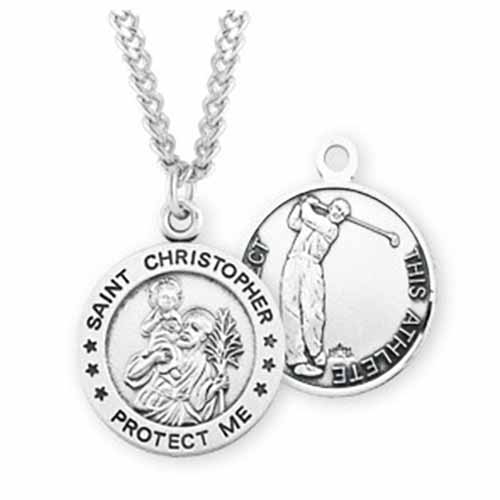 St. Christopher Sports Medal Golf in Sterling Silver, S901624