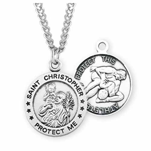 St. Christopher Sports Medal Wrestling in Sterling Silver, S902124