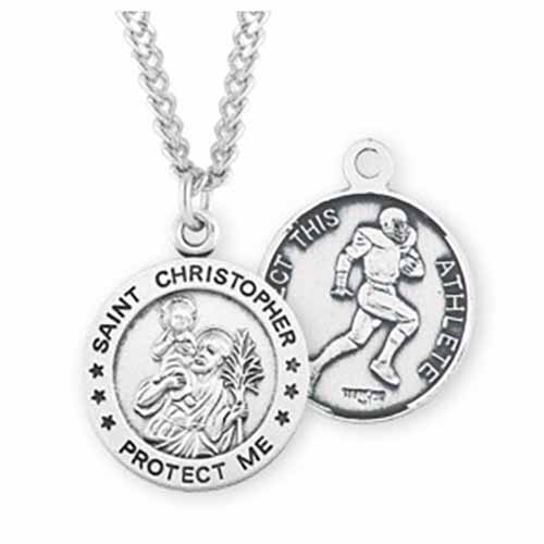 St. Christopher Sports Medal Football in Sterling Silver 3/4", 901224