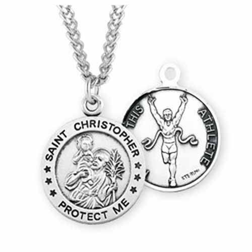 St. Christopher Sports Medal Track in Sterling Silver 3/4", 901824