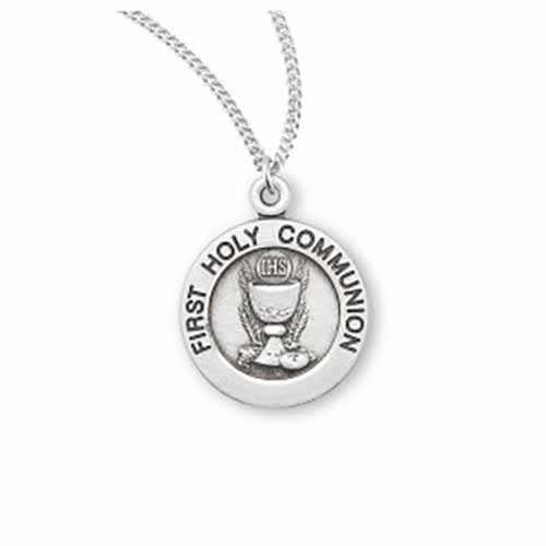 Sterling Silver First Communion Medal, 3/8", S385318