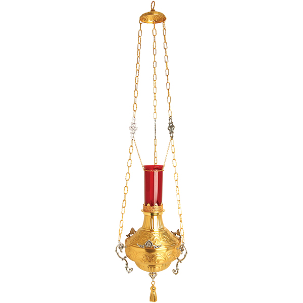 Hanging Sanctuary Lamp 24K Gold Plated, 60" High (#K585)