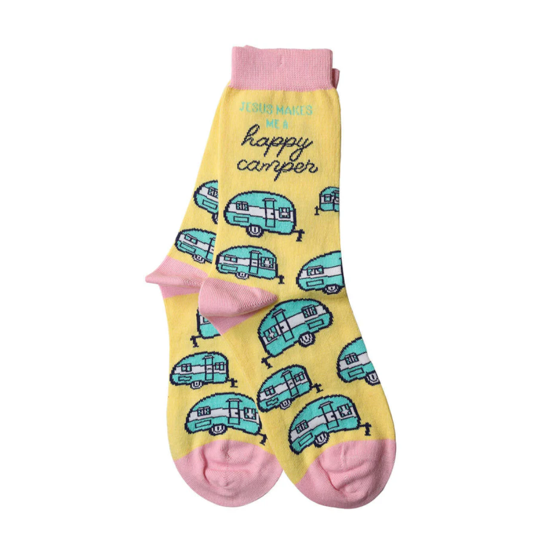 Jesus Makes Me A Happy Camper Socks-SOX3513