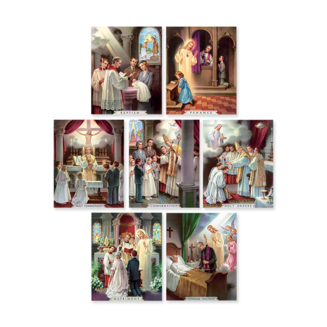 The Seven Sacraments 8" x 10" Teaching Aid Prints Posters 