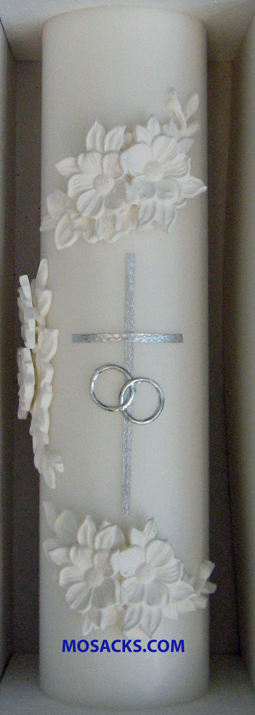 Holy Matrimony Center Unity Candle: Silver & White