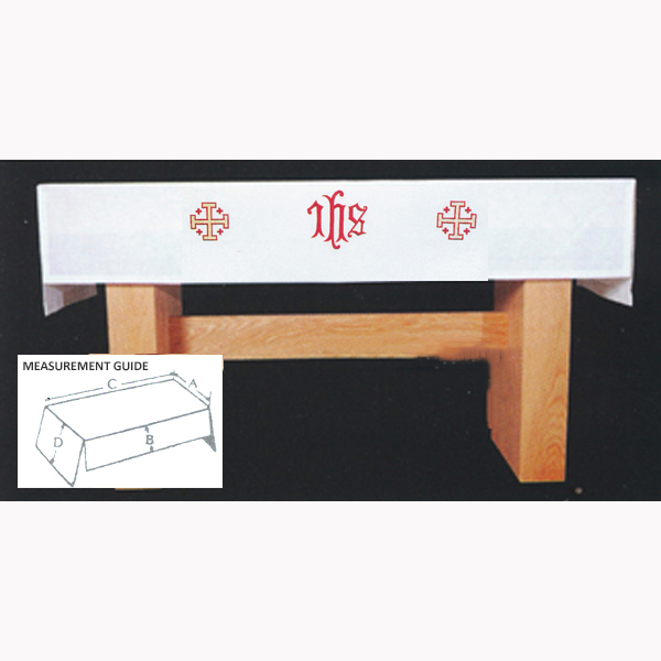 Washable Fitted Altar Cloth with IHS and Jerusalem Cross design -SL9404.