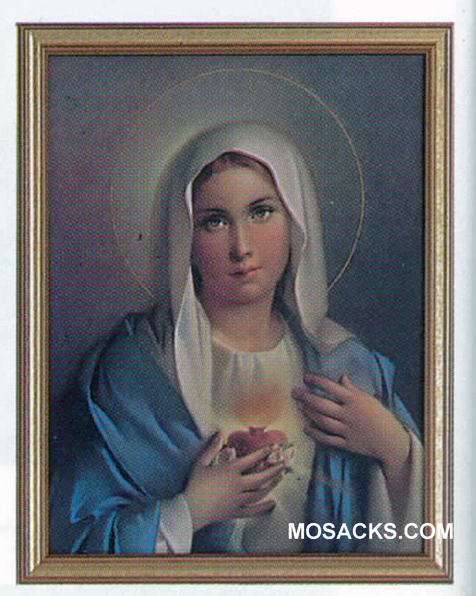 Immaculate Heart of Mary 11" x 14" print by Simeone in 1" gold leaf frame 556-1001  Overall size 13" x 16"