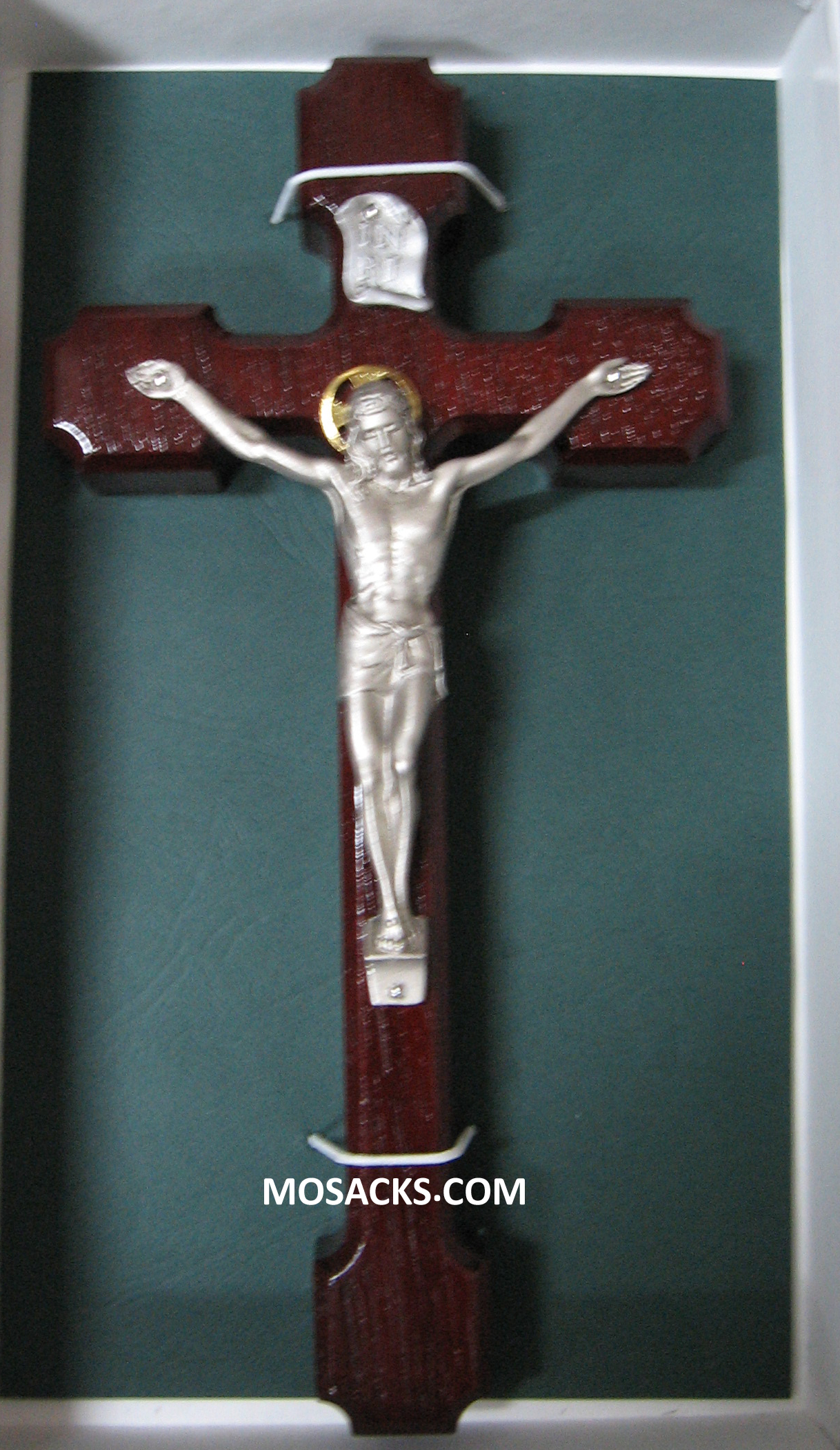 Crucifix 8" Cherry with Silver Corpus 34-JC10023S
