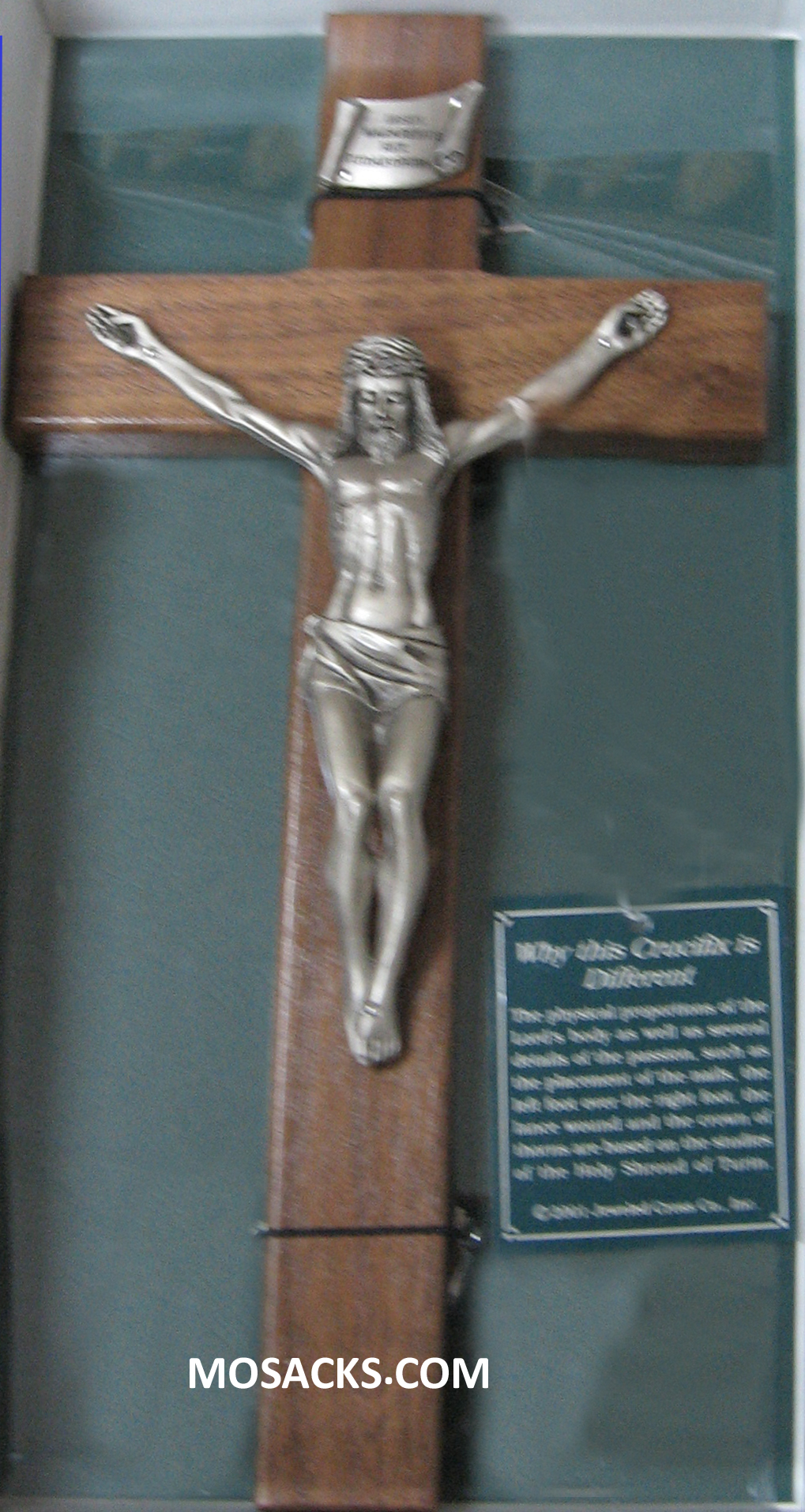 Shroud of Turin Crucifix 12" Walnut with Anitique Pewter Corpus-JC74E